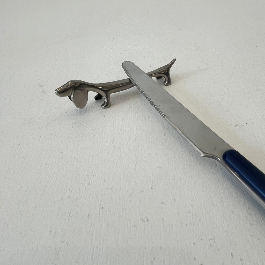 Silver-plated dachshund knife rests