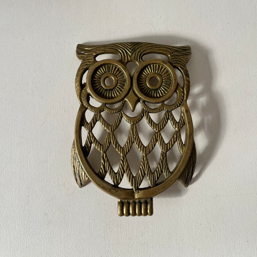 Brass owl trivet