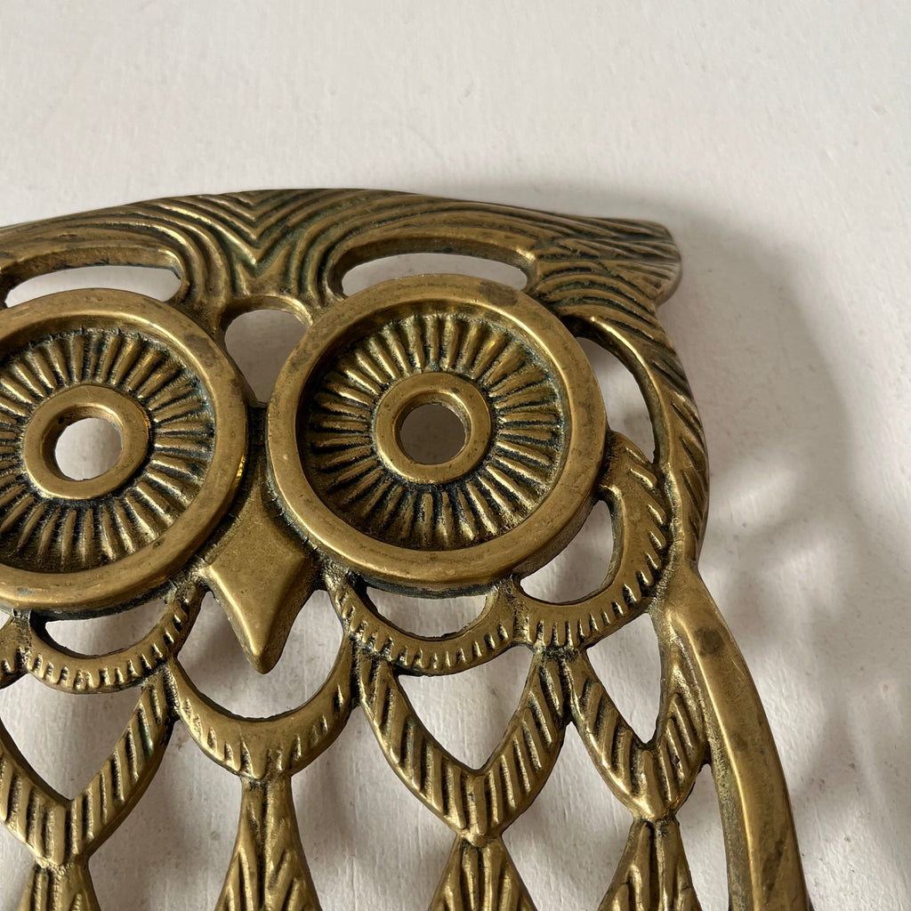 Brass owl trivet