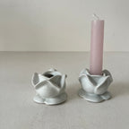 Pair of porcelain flower candlesticks
