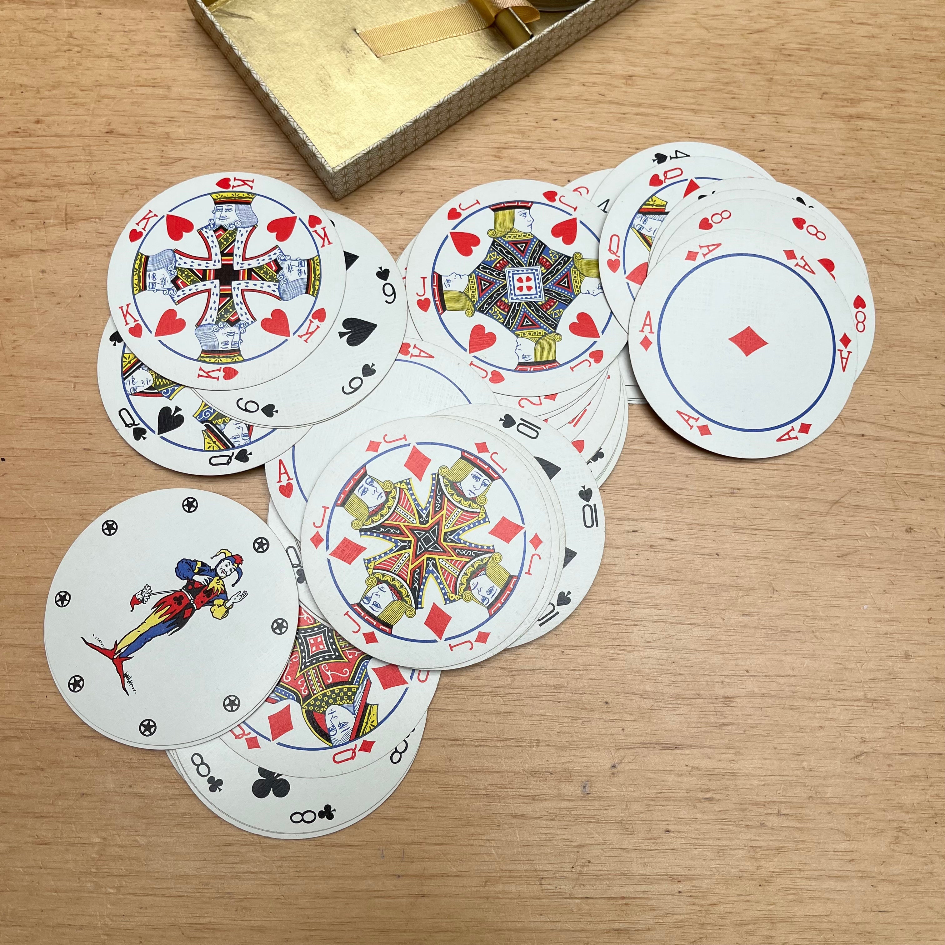 Coffret de 2 jeux de 52 cartes rondes